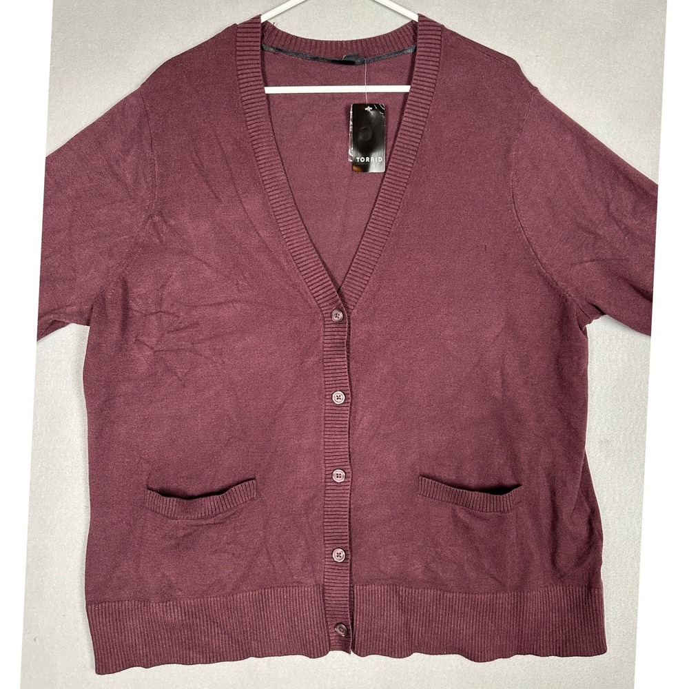 NEW Torrid Cardigan Sweater Womens 2-2X Burgundy Everyday Soft V-Neck Button Up